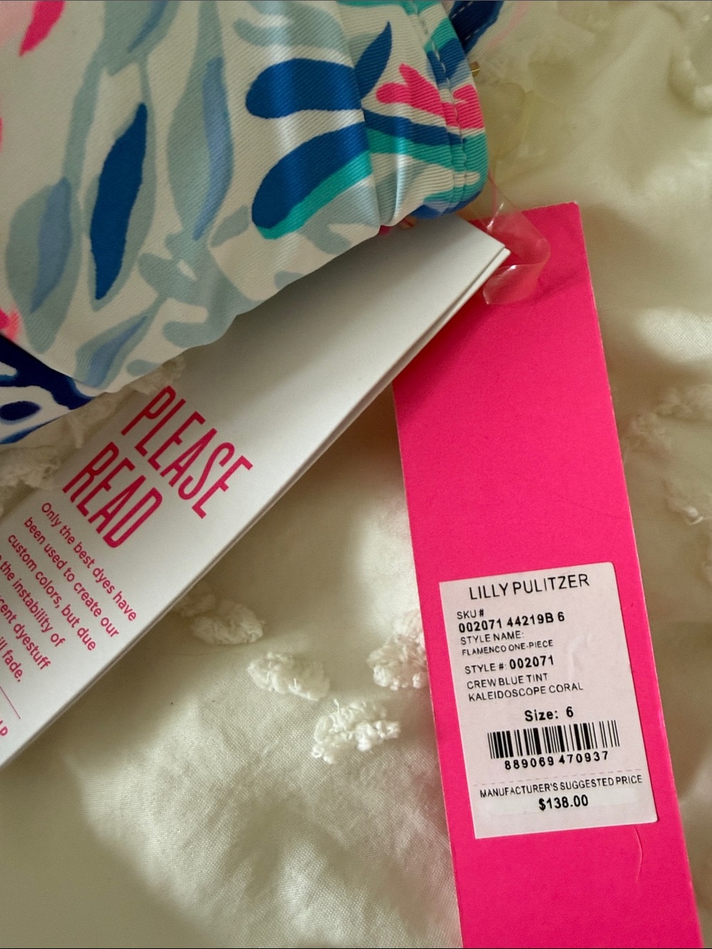 Womens NWT Lilly Pulitzer Blue & Pink Printed One-Piece Swim Suit - Picture 2 of 3